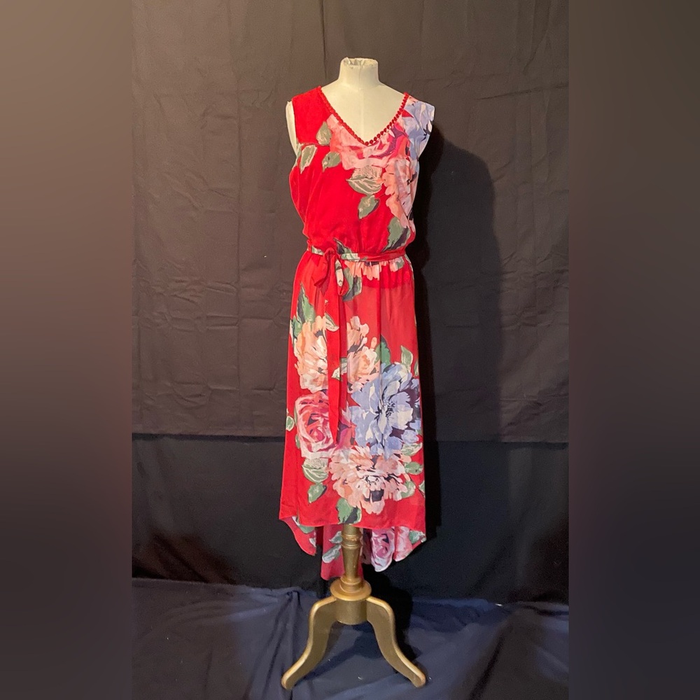 Apt 9 Red High Low Sleeveless Dress XL Midi Long Skirt NWT